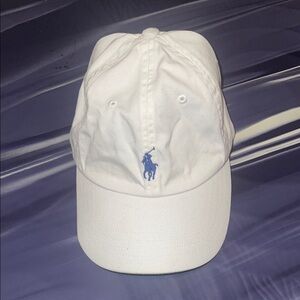 Ralph Lauren Ivory Cap with Sky Blue Emblem